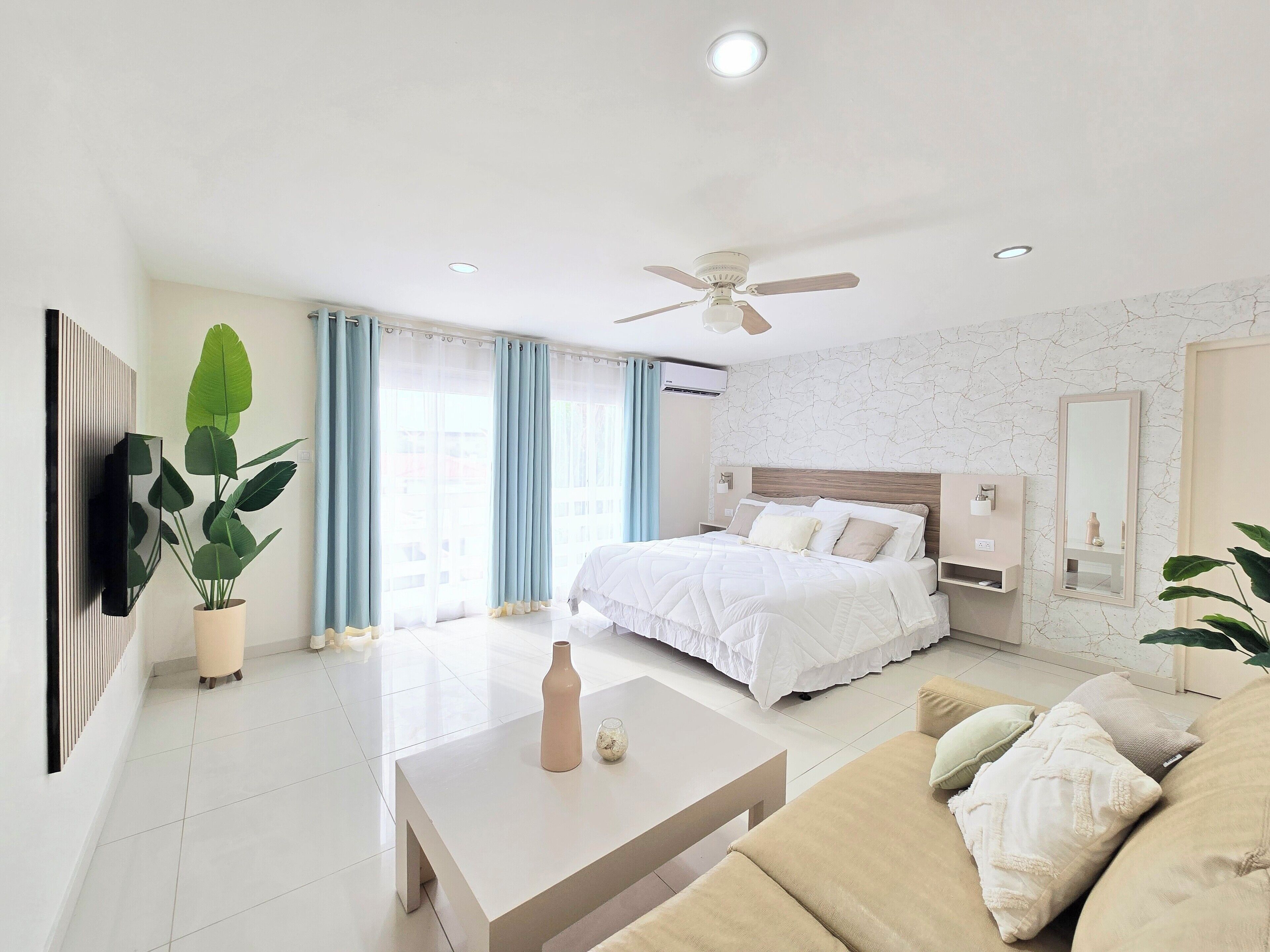 Deluxe Studio, Pool View | Hypo-allergenic bedding, in-room safe, iron/ironing board