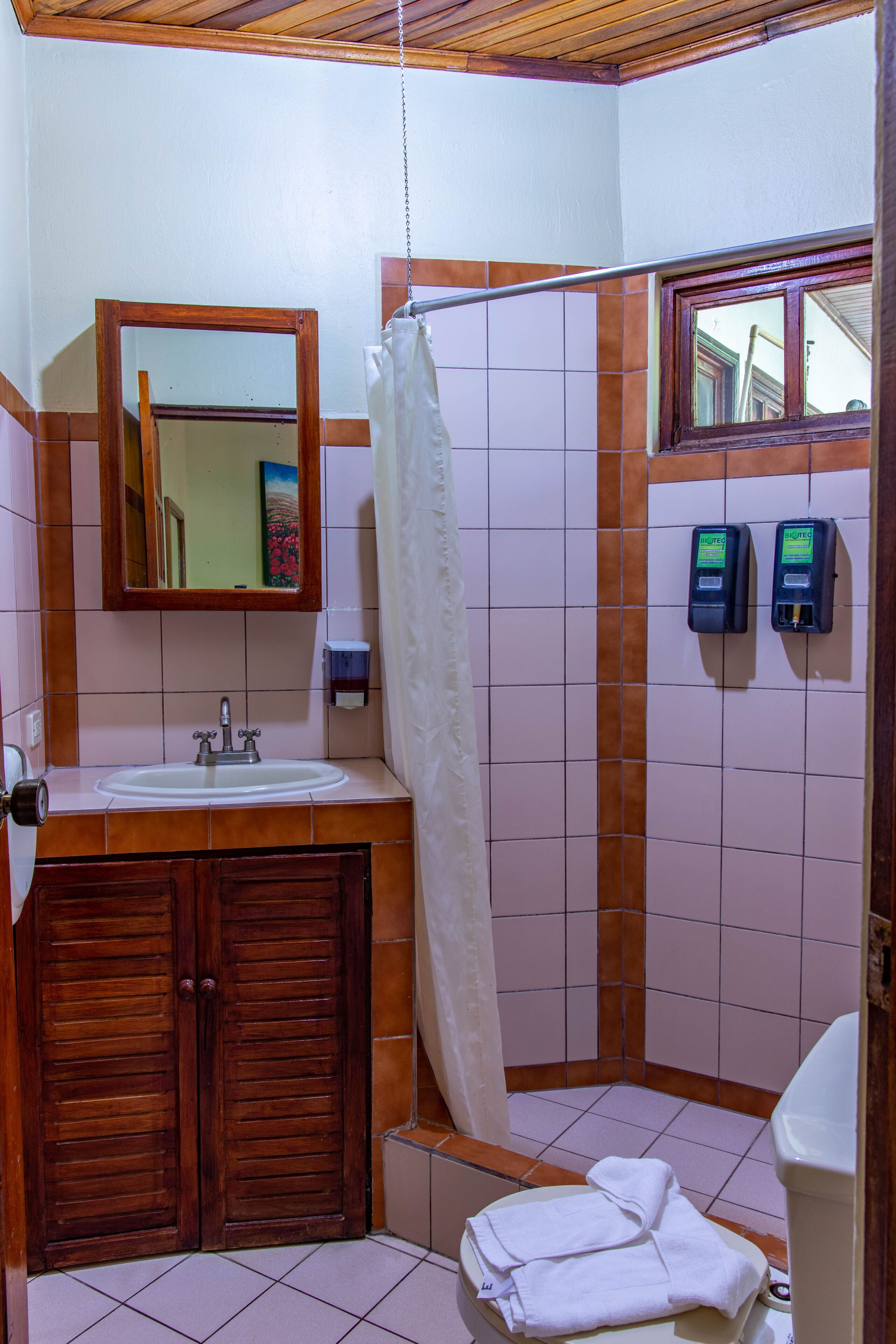 double room, 2 double beds, garden view, garden area | bathroom | shower, free toiletries, towels