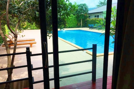 Family Room, Pool View | Balcony