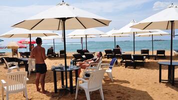 On the beach, scuba diving, beach bar