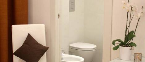 Douche, articles de toilette gratuits, sèche-cheveux, bidet