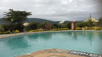 Outdoor pool, sun loungers