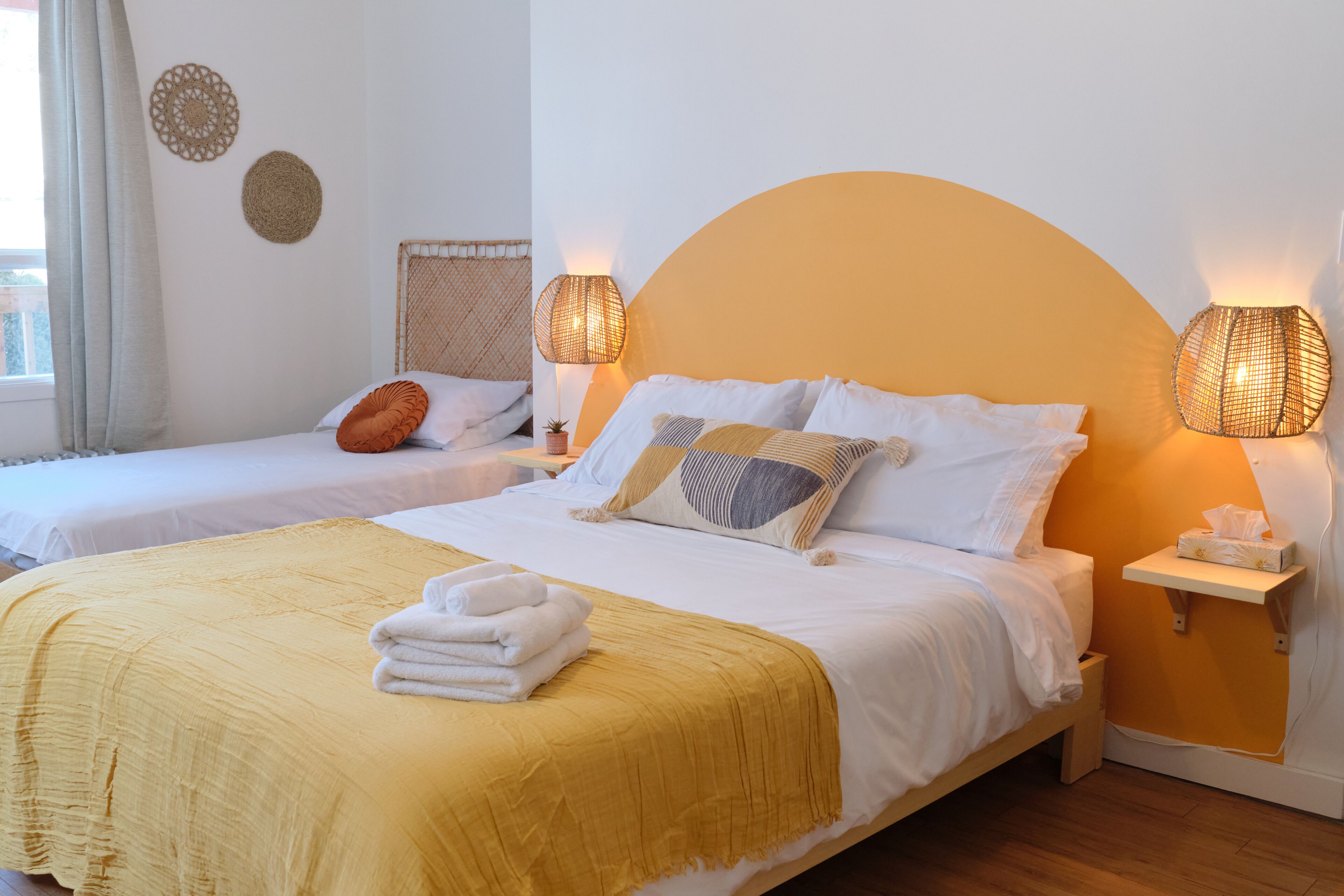 Private room with bathroom and queen bed 201 | Frette Italian sheets, premium bedding, down comforters