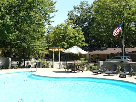 Seasonal outdoor pool. The Saugatuck Retro Resort Motel