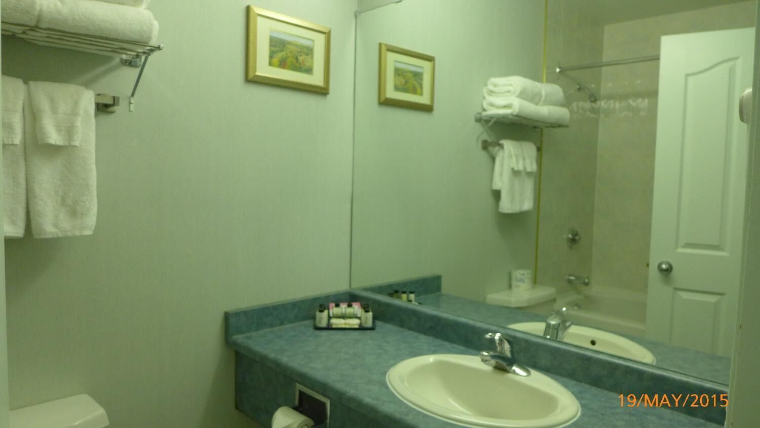 free toiletries, hair dryer, towels