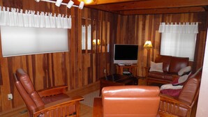 Classic Cabin, 2 Bedrooms | Living room | TV, fireplace, DVD player - 1028 Silverwood Circle (South Lake Tahoe)