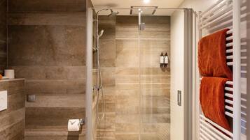 Eco-friendly toiletries, hair dryer, towels, soap