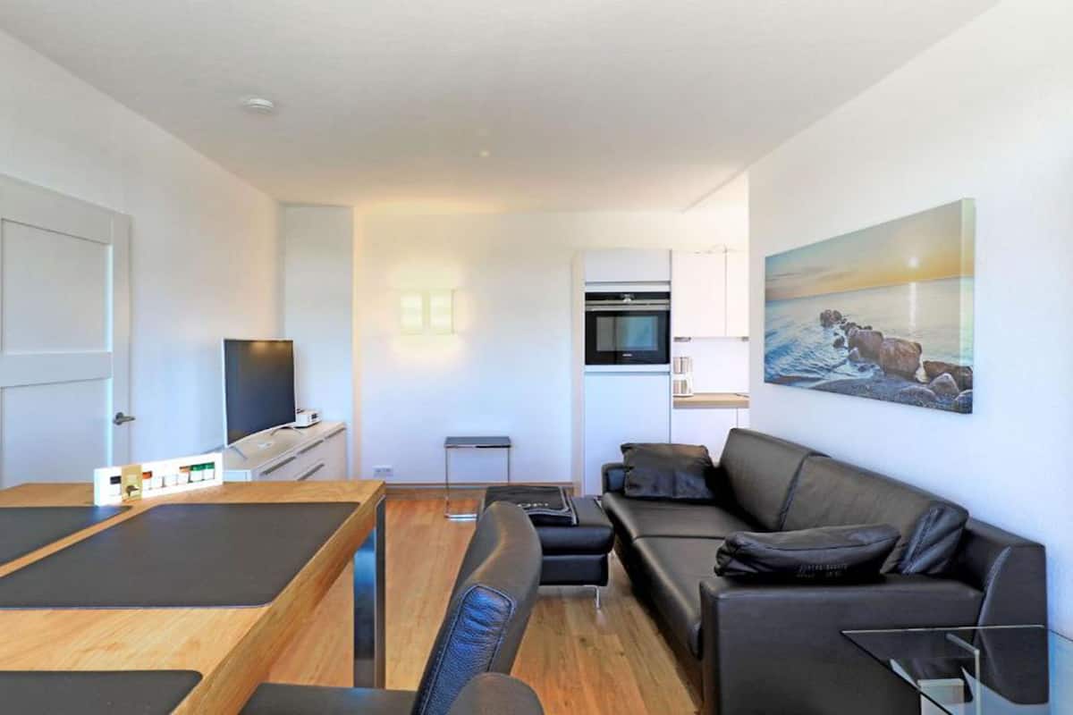 Departamento Deluxe, 1 habitación, cocina, vista al río | Área de sala de estar | Televisión LED de 119 cm con canales por cable