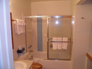 Condo | Bathroom | Combined shower/tub, towels
