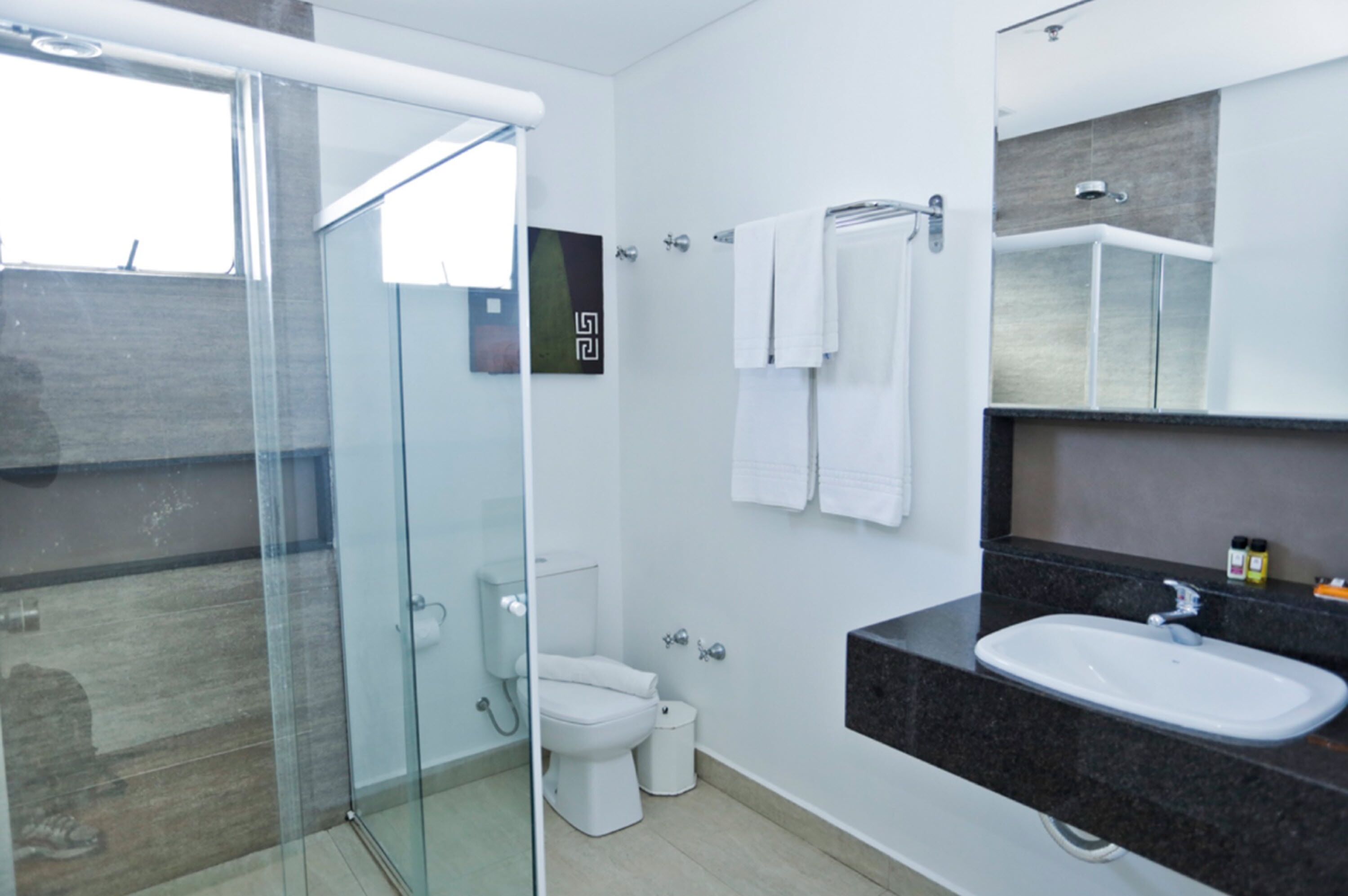 deluxe room, sea view | bathroom | shower, hair dryer, towels