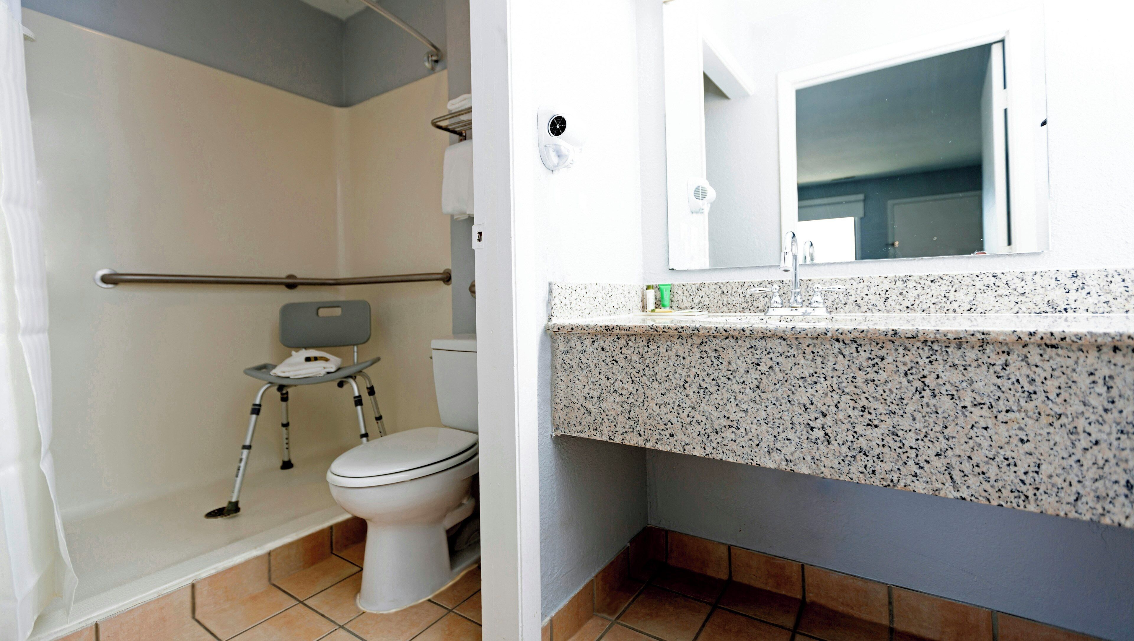 Room, 1 King Bed, Accessible, Non Smoking | Bathroom | Combined shower/tub, free toiletries, hair dryer, towels