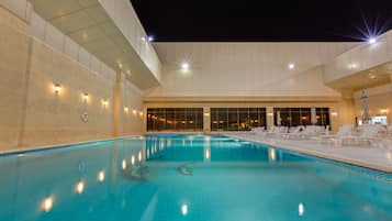 2 indoor pools, open 8:00 AM to 8:00 PM, free pool cabanas