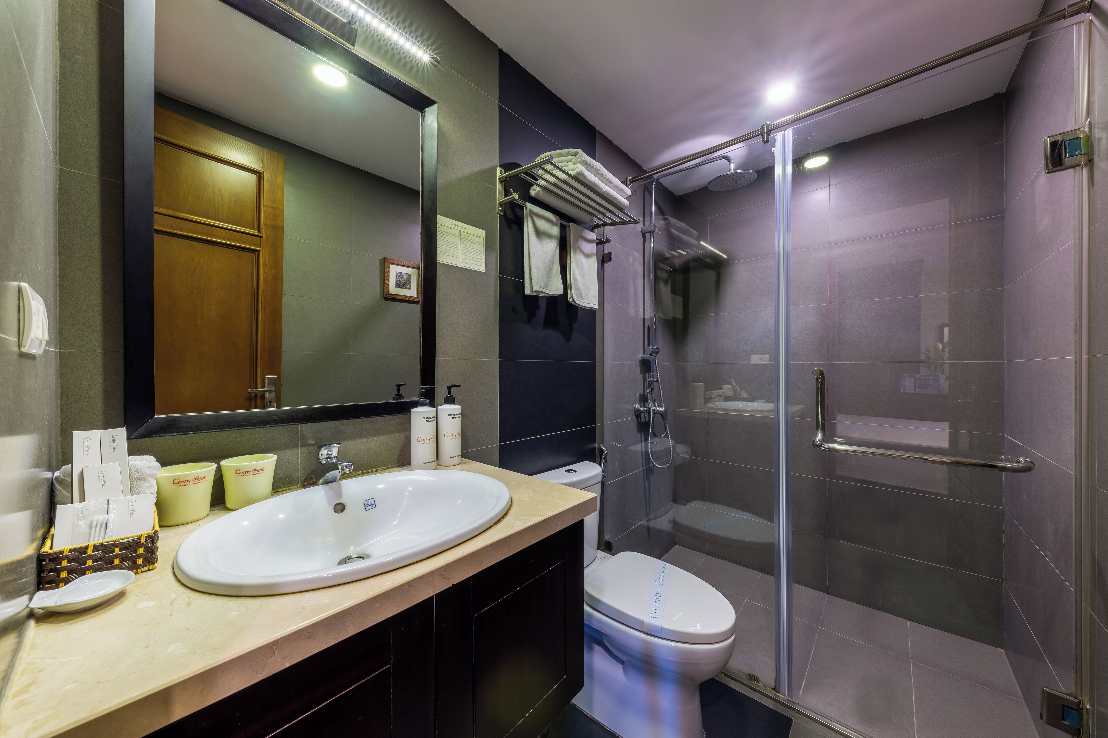 superior double room | bathroom | shower, rainfall showerhead, designer toiletries, hair dryer