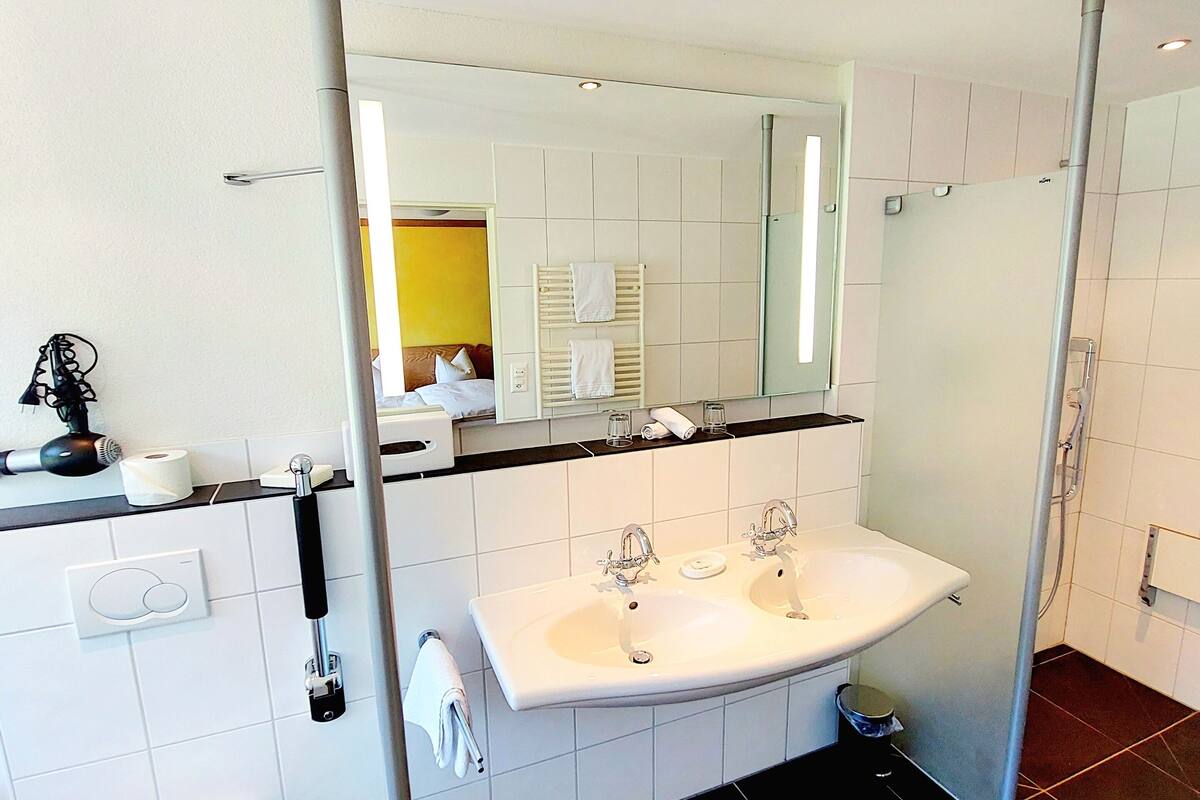 double room primeur | bathroom | hair dryer, towels