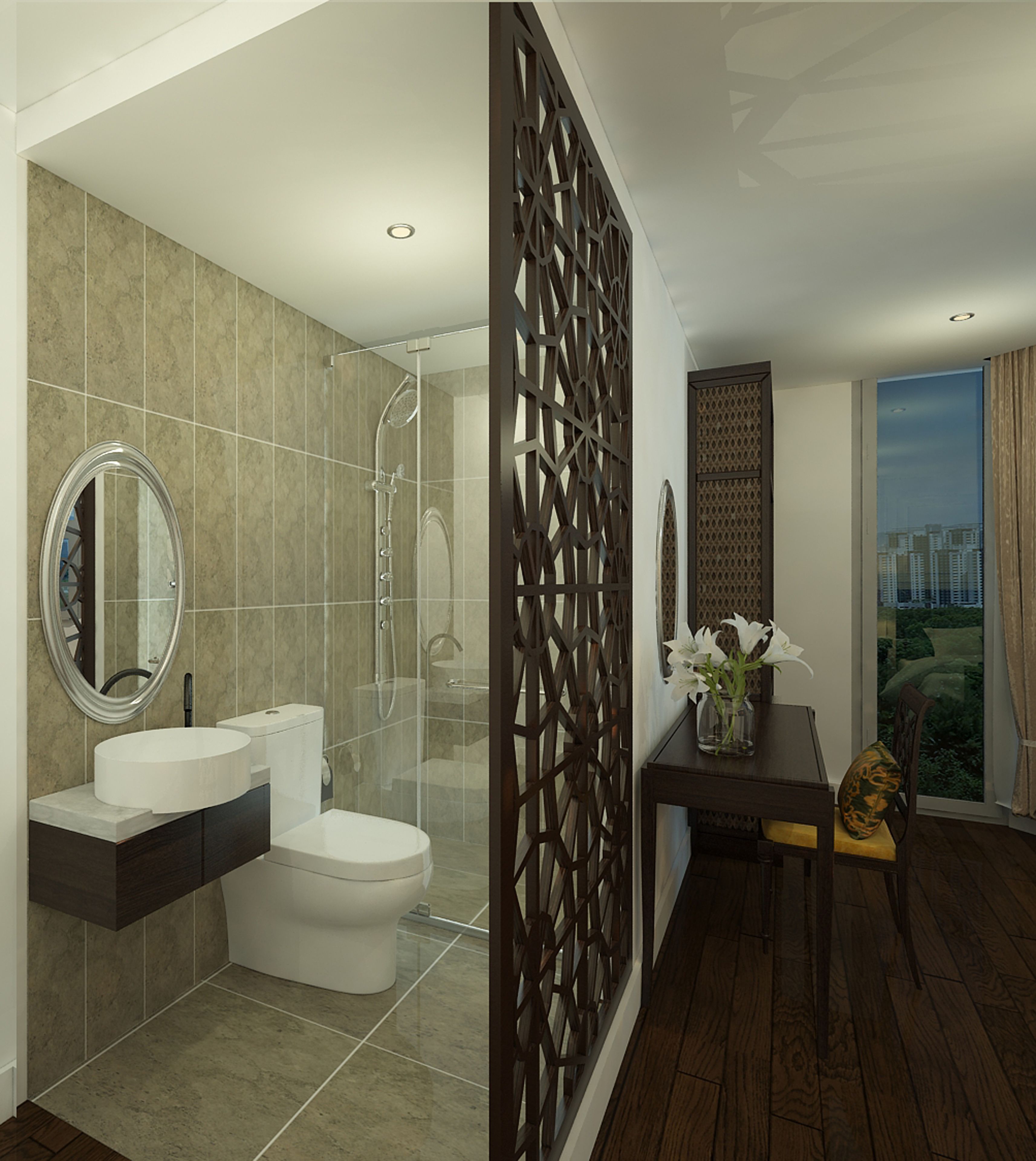 shower, free toiletries, hair dryer, slippers