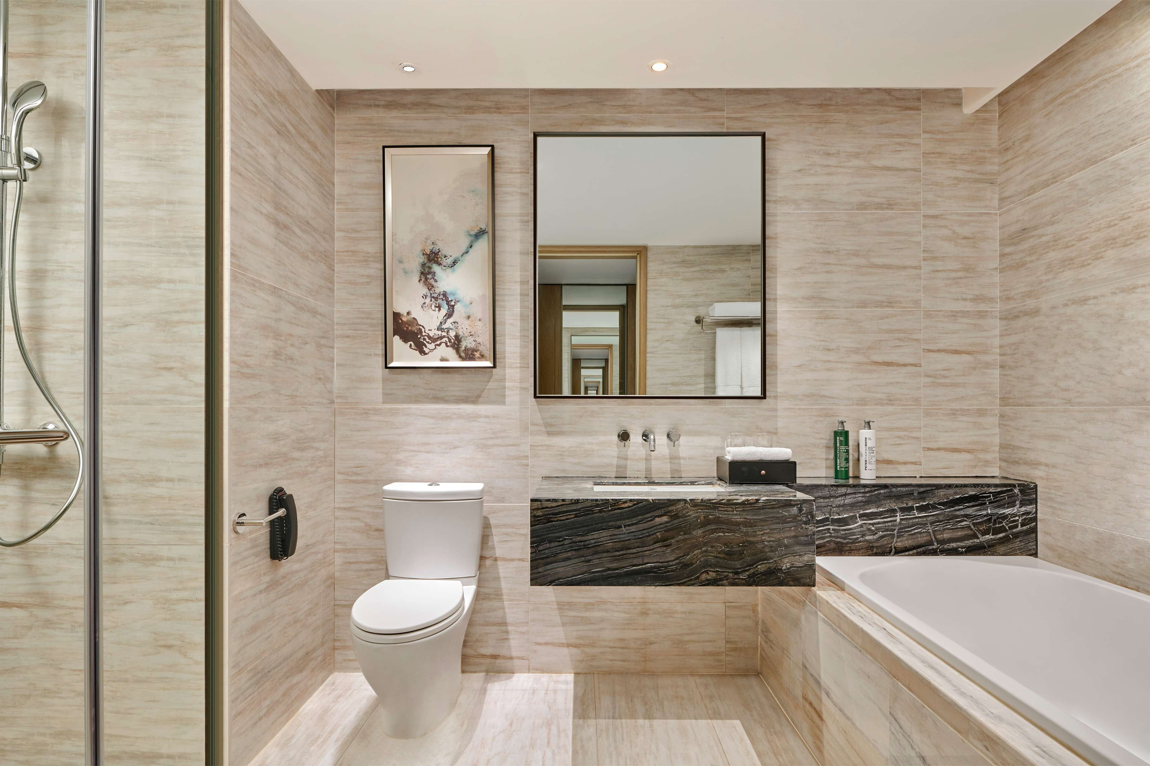 free toiletries, hair dryer, bathrobes, slippers