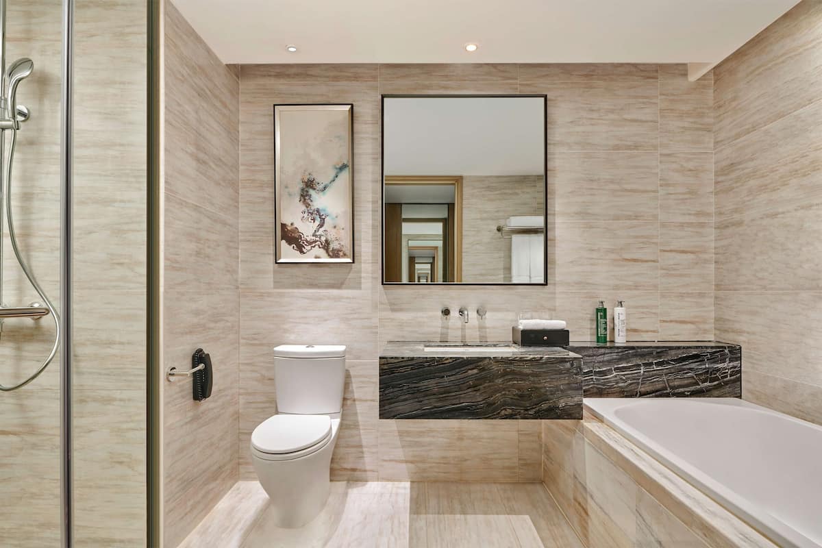 free toiletries, hair dryer, bathrobes, slippers