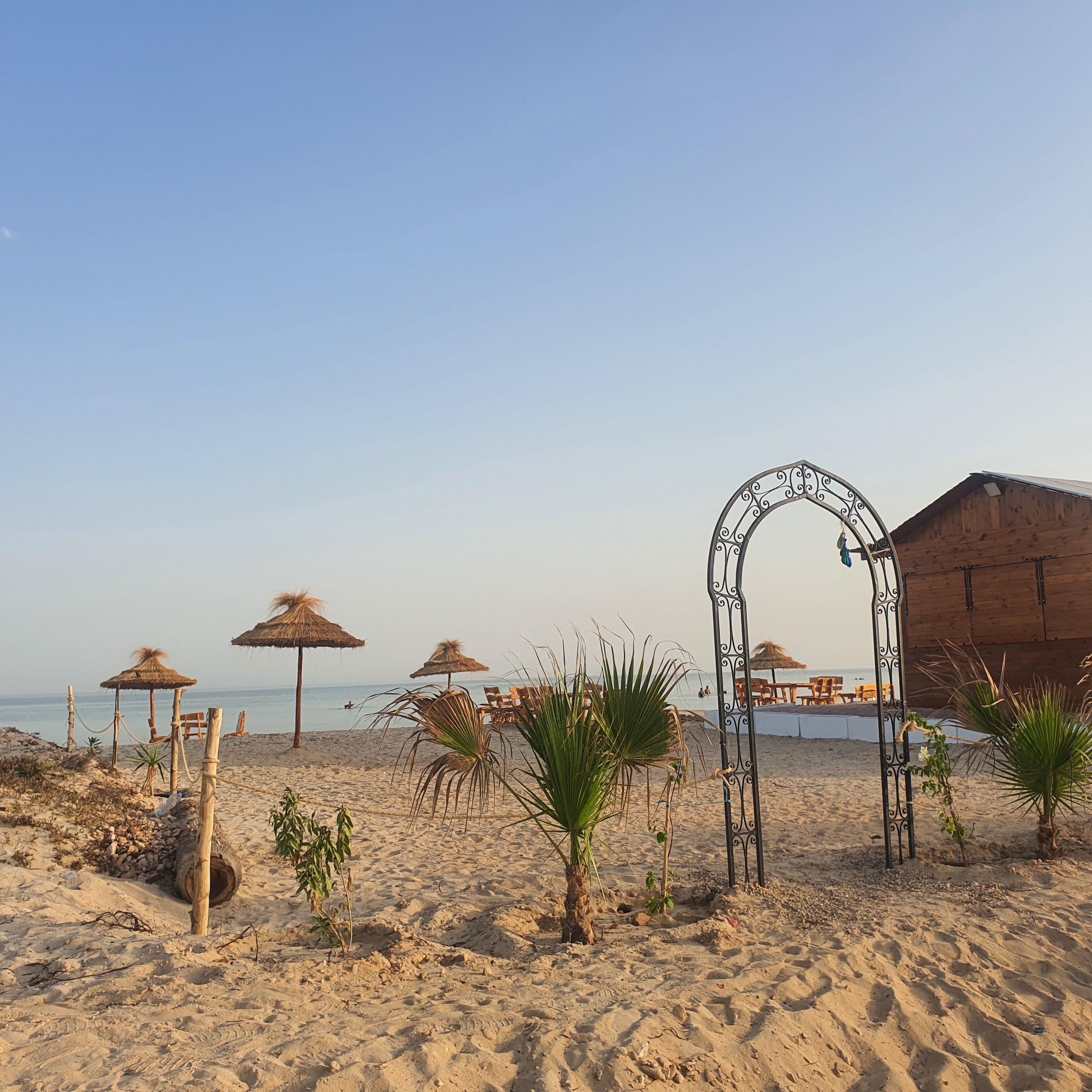 On the beach, white sand