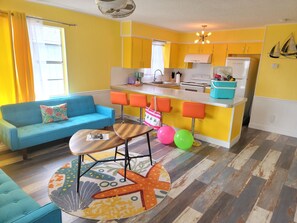 Suite, Multiple Beds, Kitchen | Living area | 35-inch flat-screen TV with cable channels - Upper Deck Hotel and Bar - Adults Only (South Padre Island)