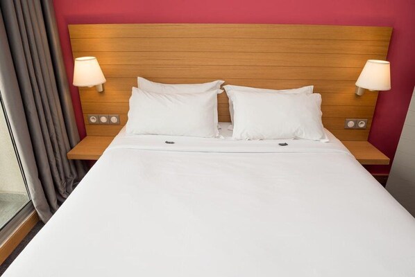 Desk, blackout curtains, soundproofing, iron/ironing board