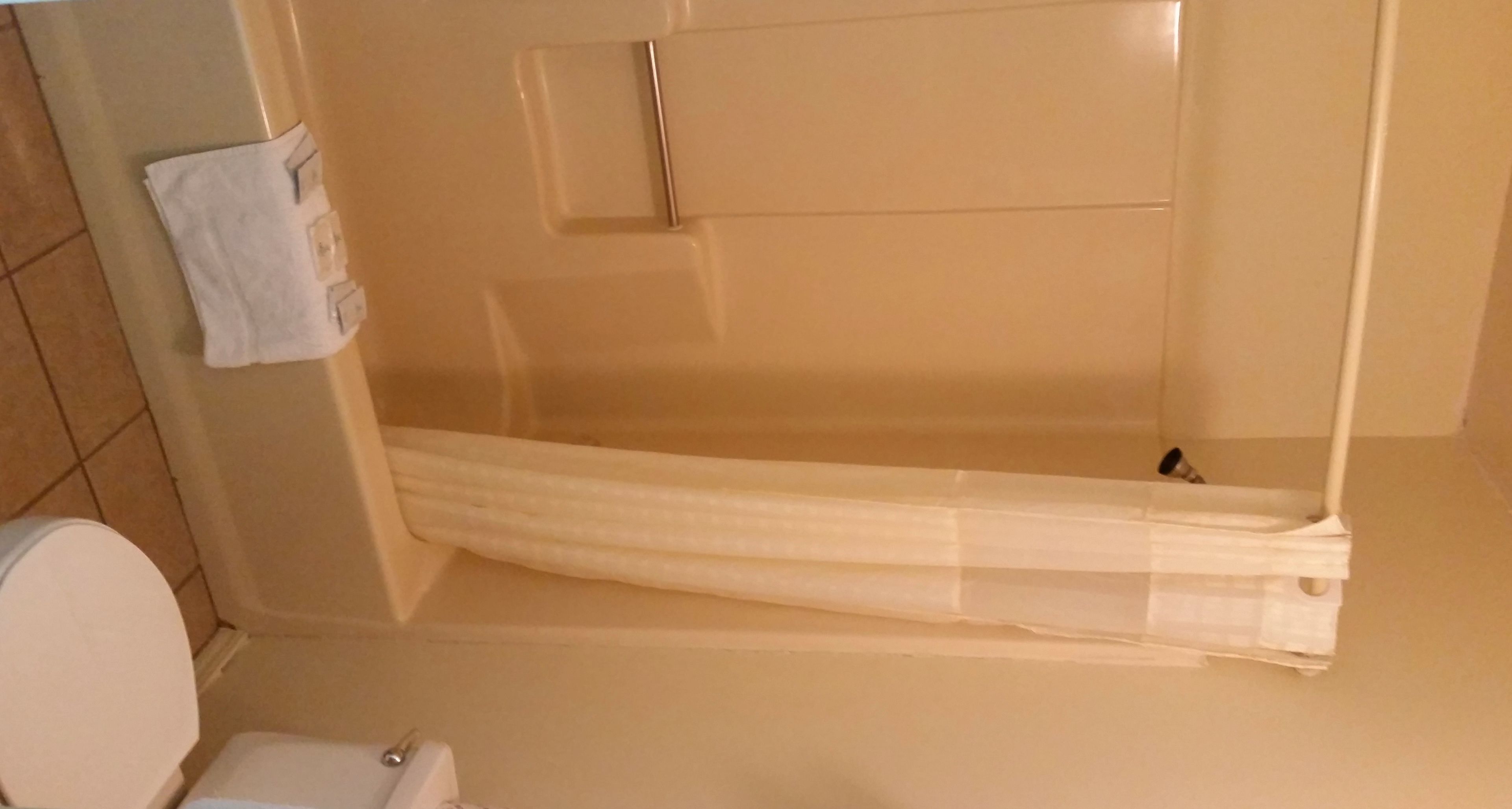 Combined shower/bathtub, deep-soaking bathtub, free toiletries