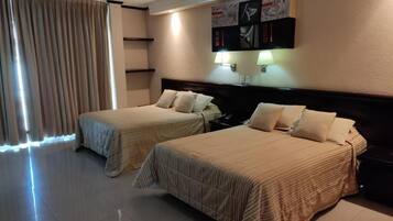 Desk, free WiFi, bed sheets