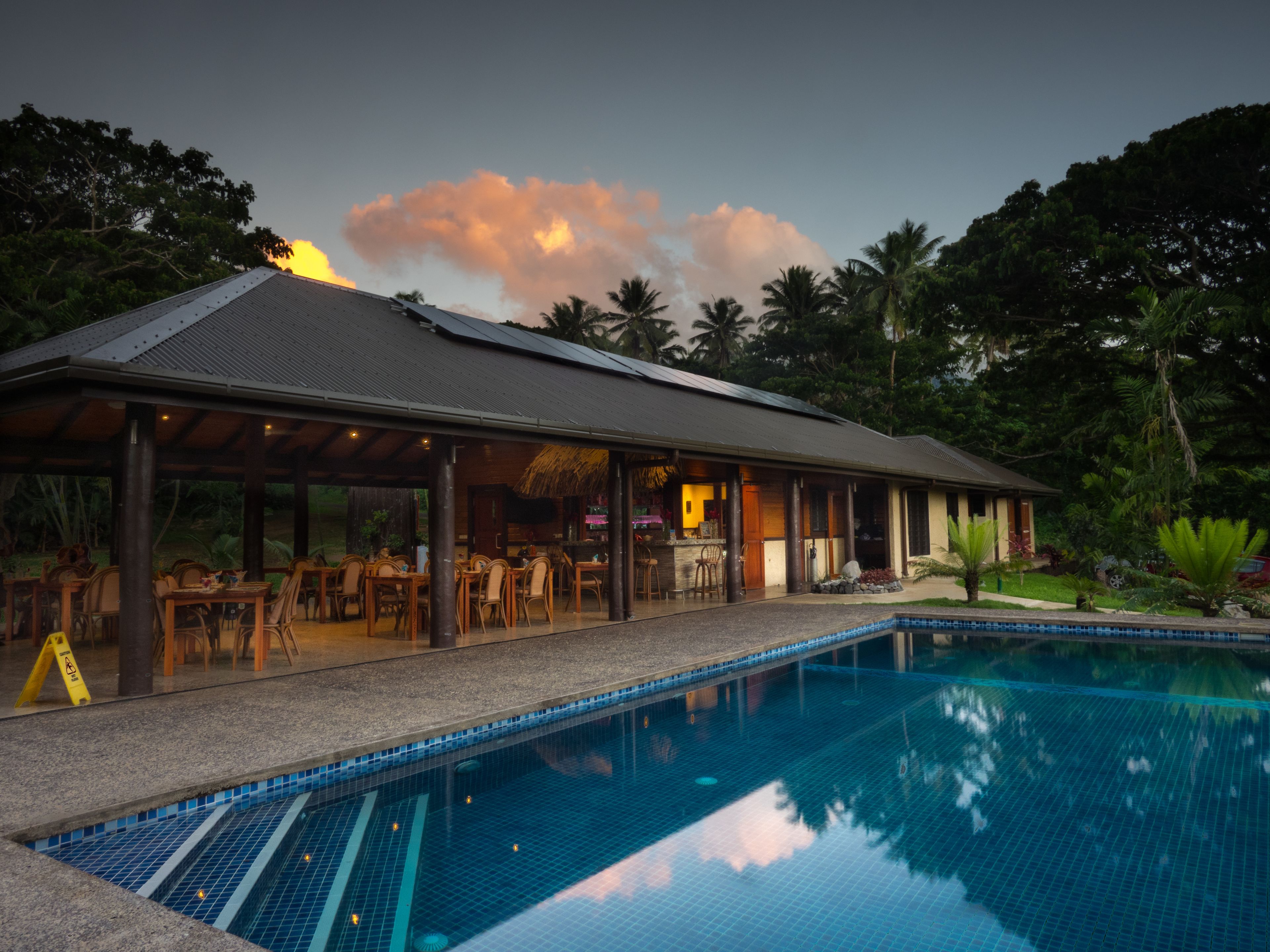 Outdoor pool, sun loungers