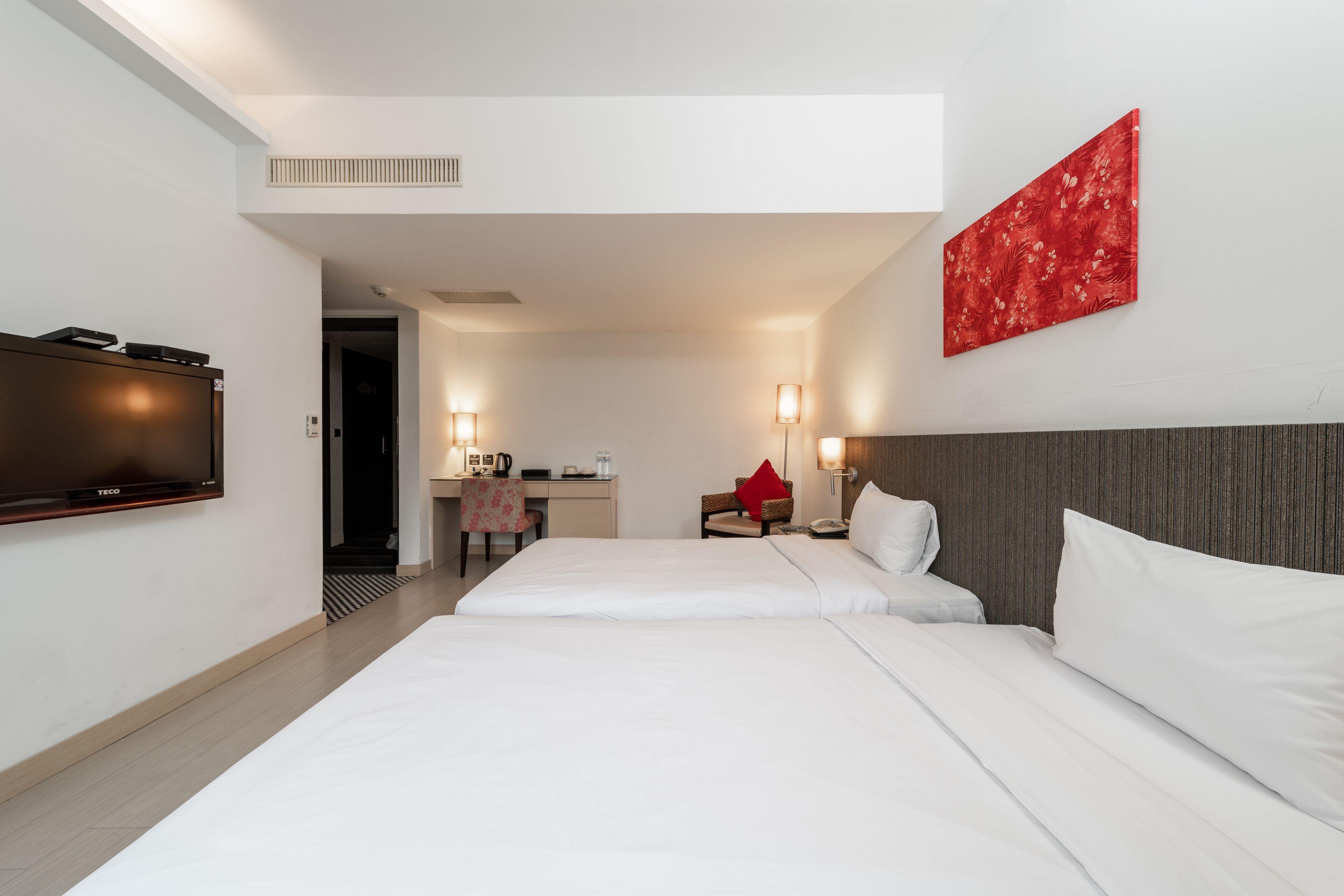 superior twin room | desk, laptop workspace, blackout curtains, soundproofing