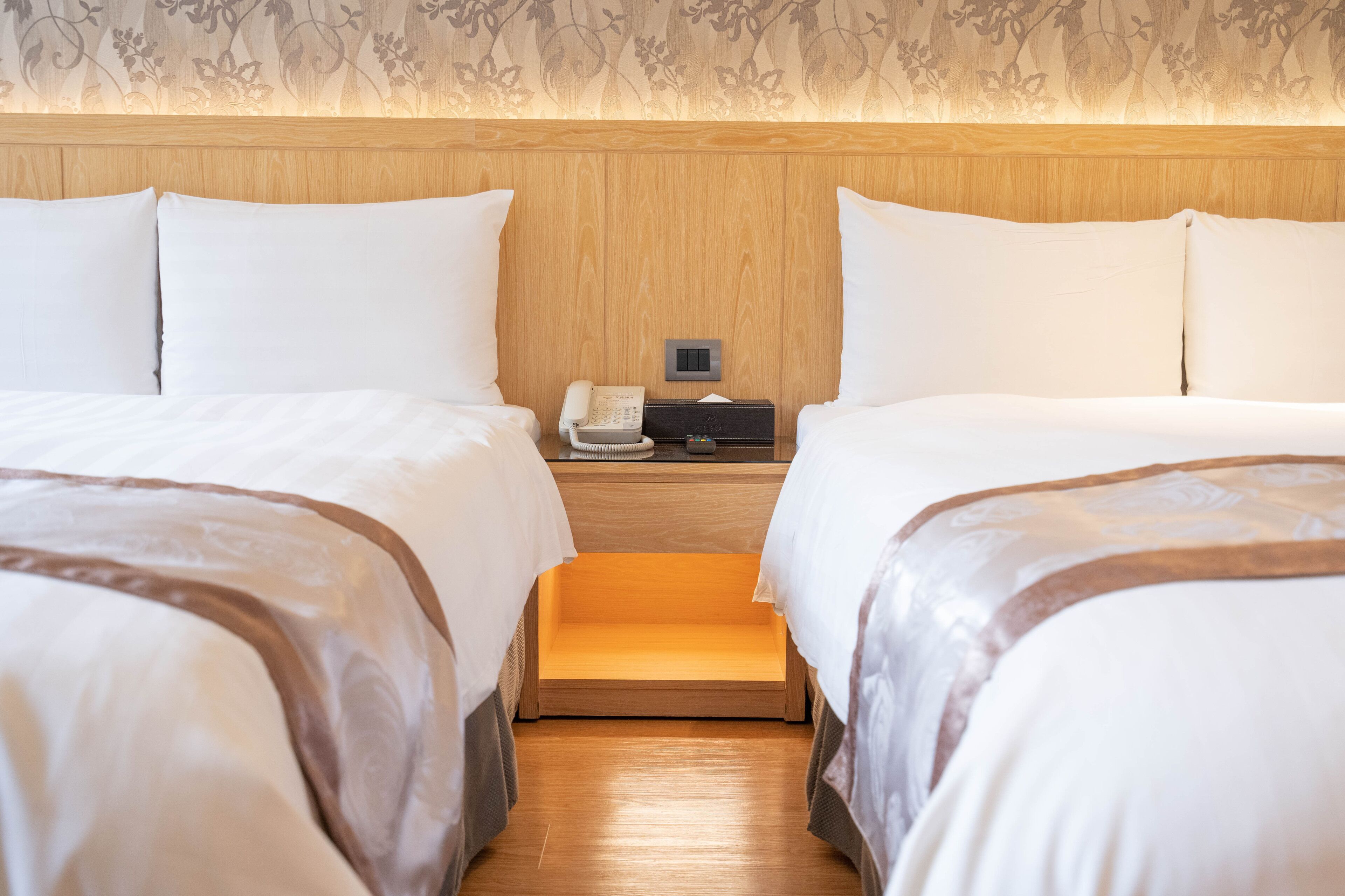 family room, 2 double beds | minibar, in-room safe, desk, blackout curtains