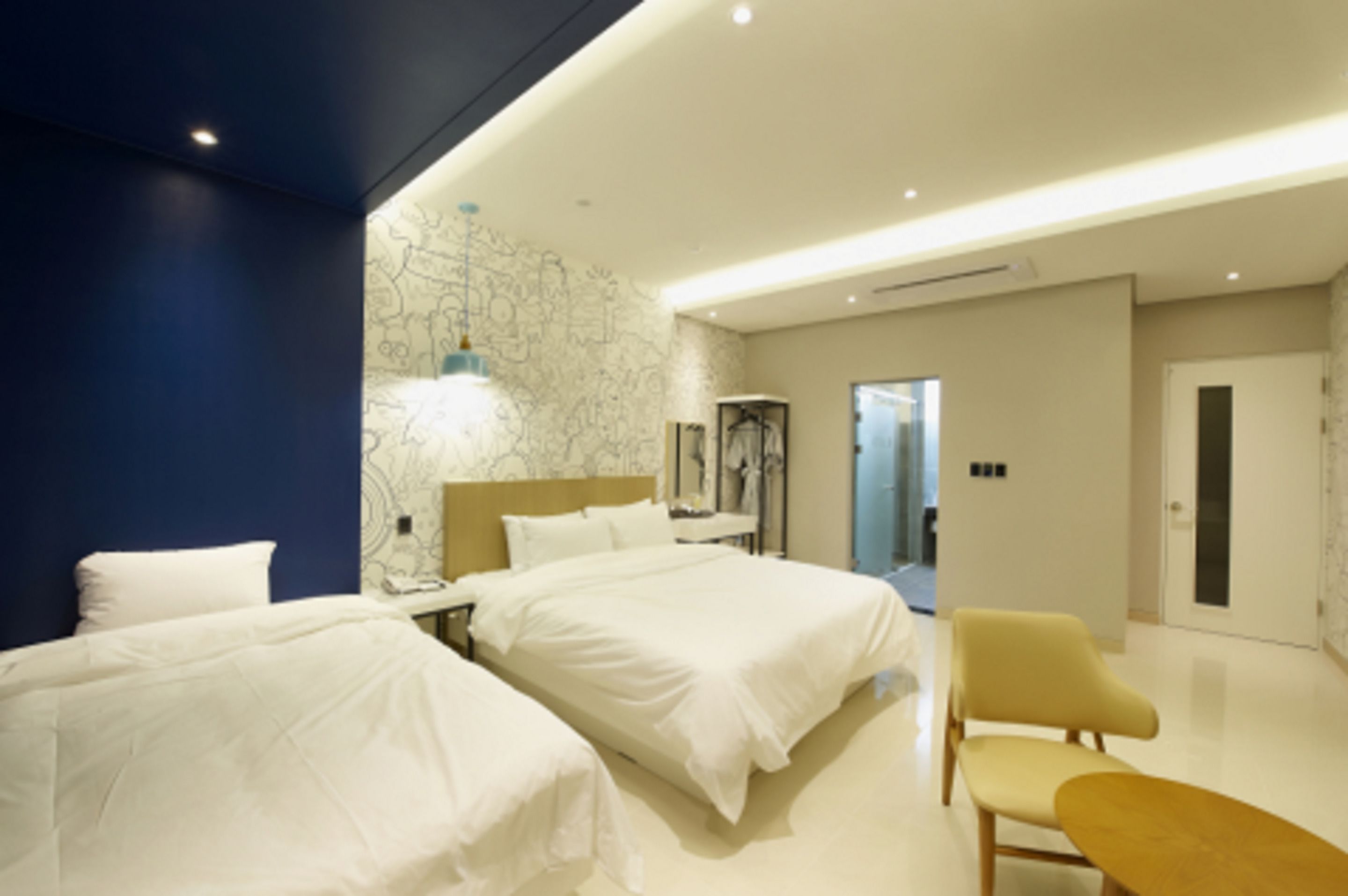 individually decorated, individually furnished, desk, blackout curtains