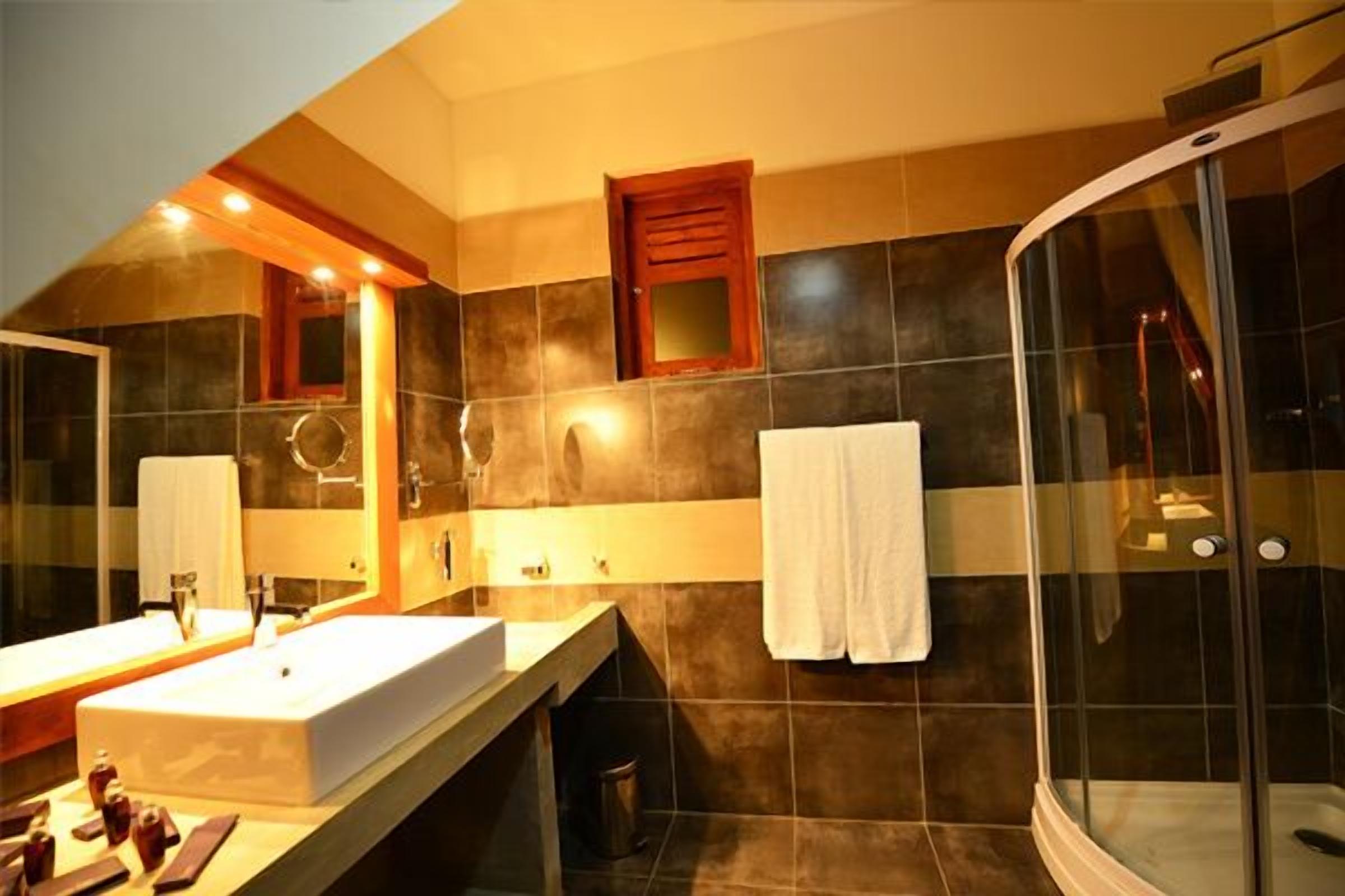 shower, free toiletries, hair dryer, slippers