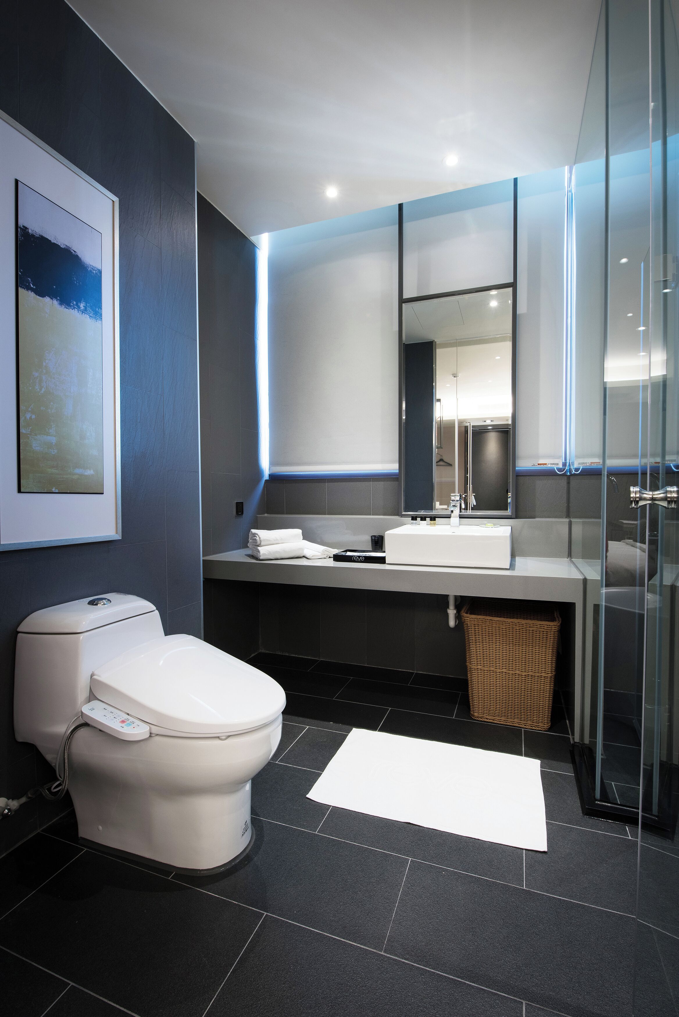 free toiletries, hair dryer, slippers, bidet