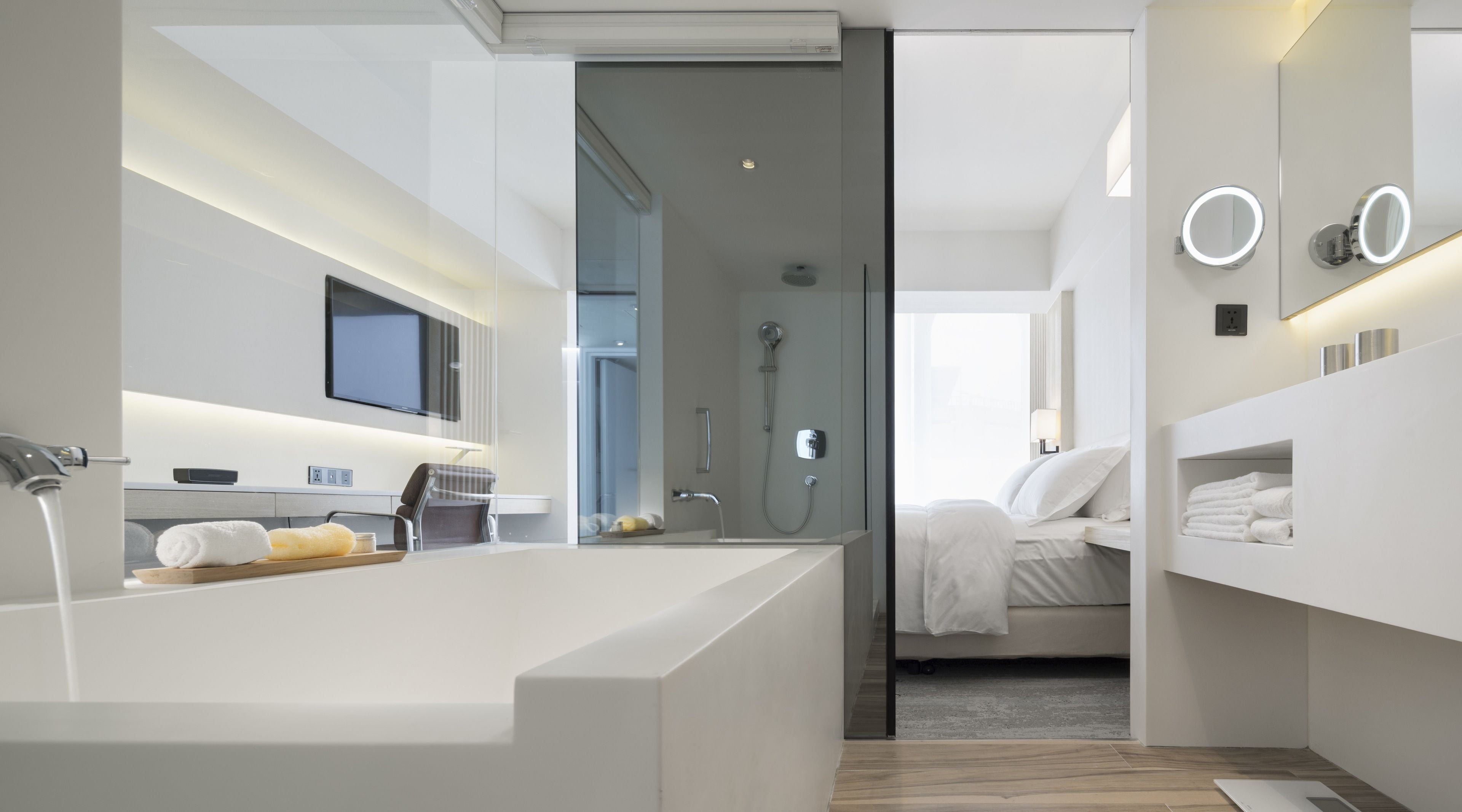 double room | bathroom | designer toiletries, hair dryer, bathrobes, slippers