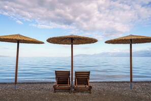 On the beach, scuba diving