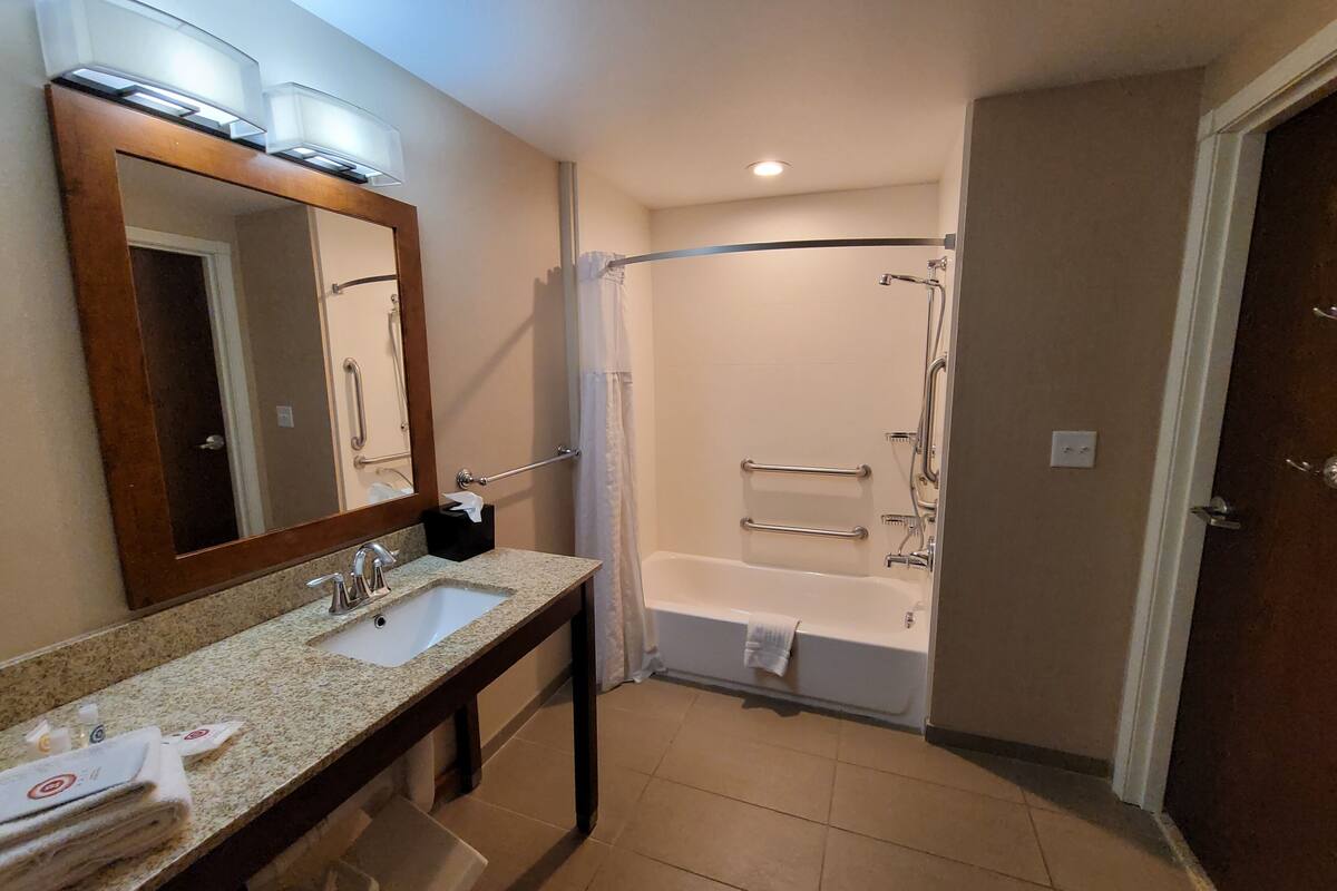 suite, 1 king bed with sofa bed, accessible, non smoking | desk, iron/ironing board, free wifi, bed sheets