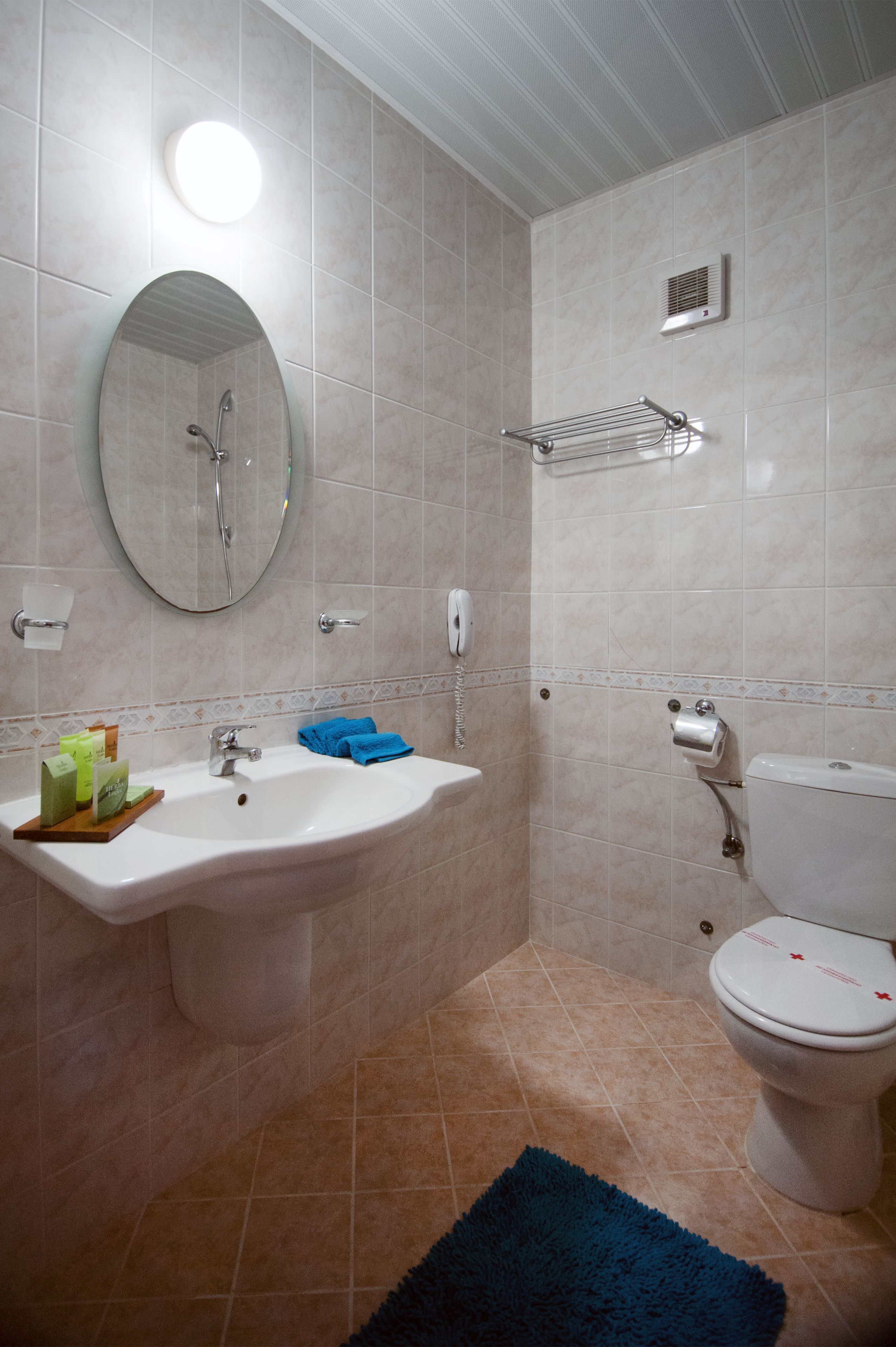 Dobbeltrom, balkong | Bad | Dusj, toalettartikler (inkludert) og hårføner