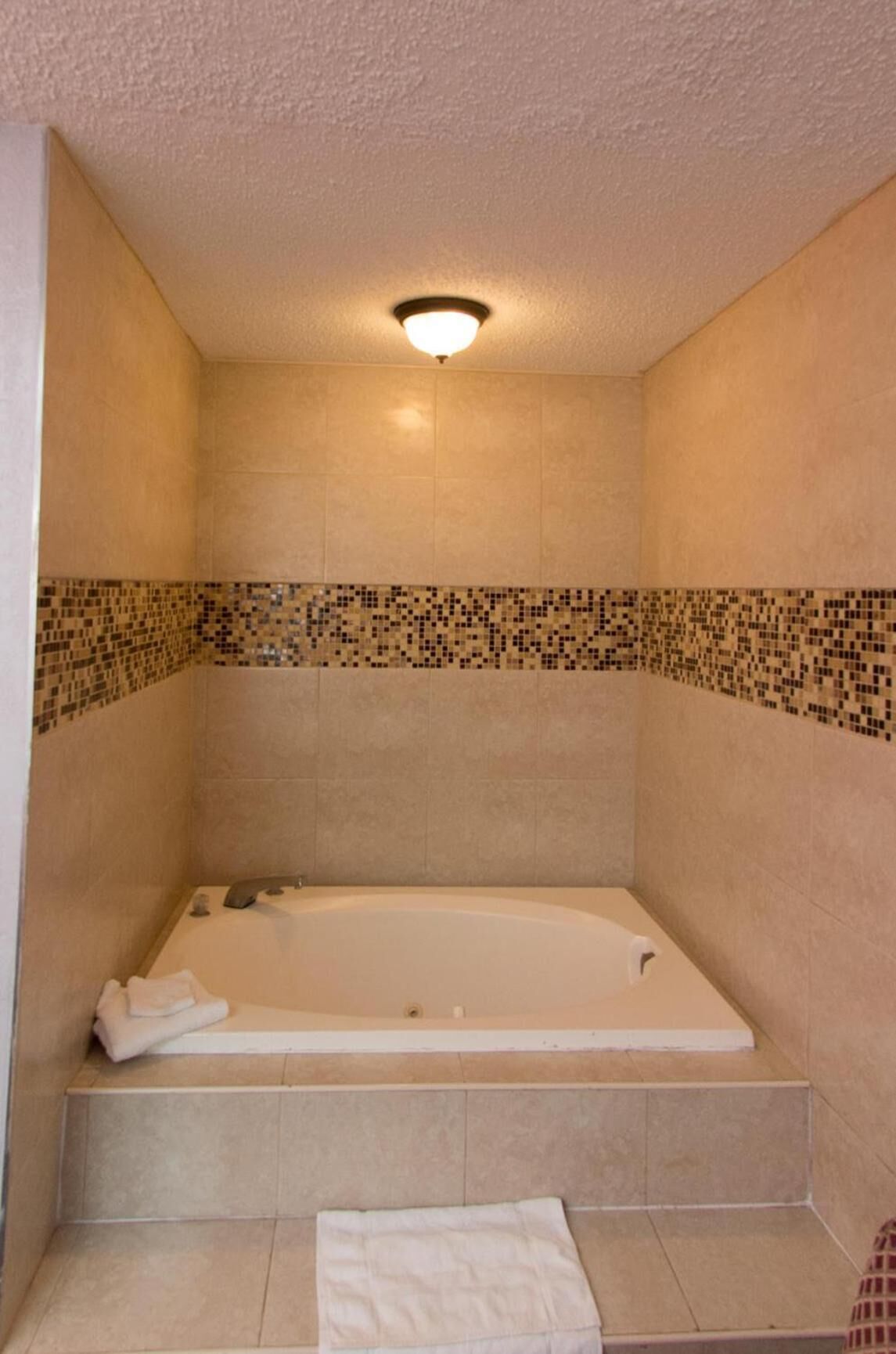 Combined shower/bathtub, free toiletries, towels