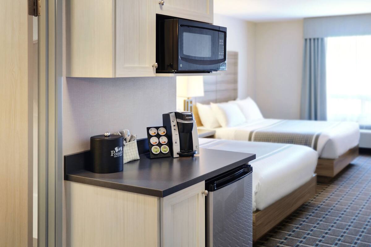 standard room, 2 queen beds | 1 bedroom, in-room safe, desk, laptop workspace