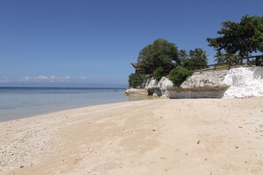 On the beach, snorkelling