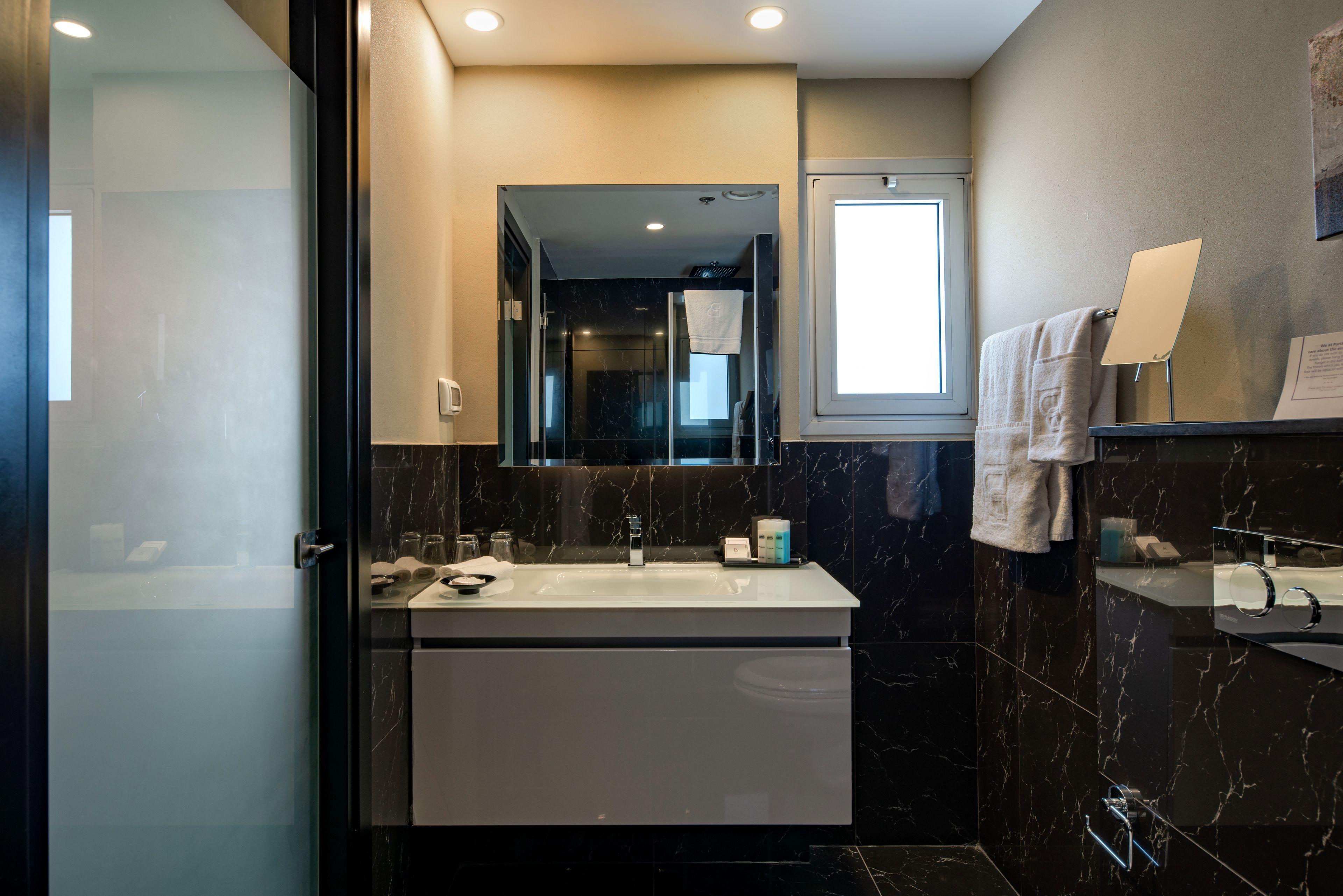 shower, free toiletries, hair dryer, bathrobes