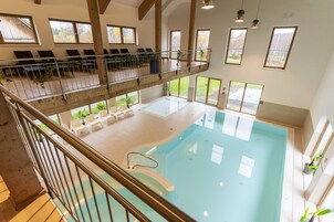Indoor pool, open 9:00 AM to 9:00 PM, sun loungers