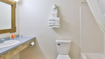 Designer toiletries, hair dryer, bidet, towels