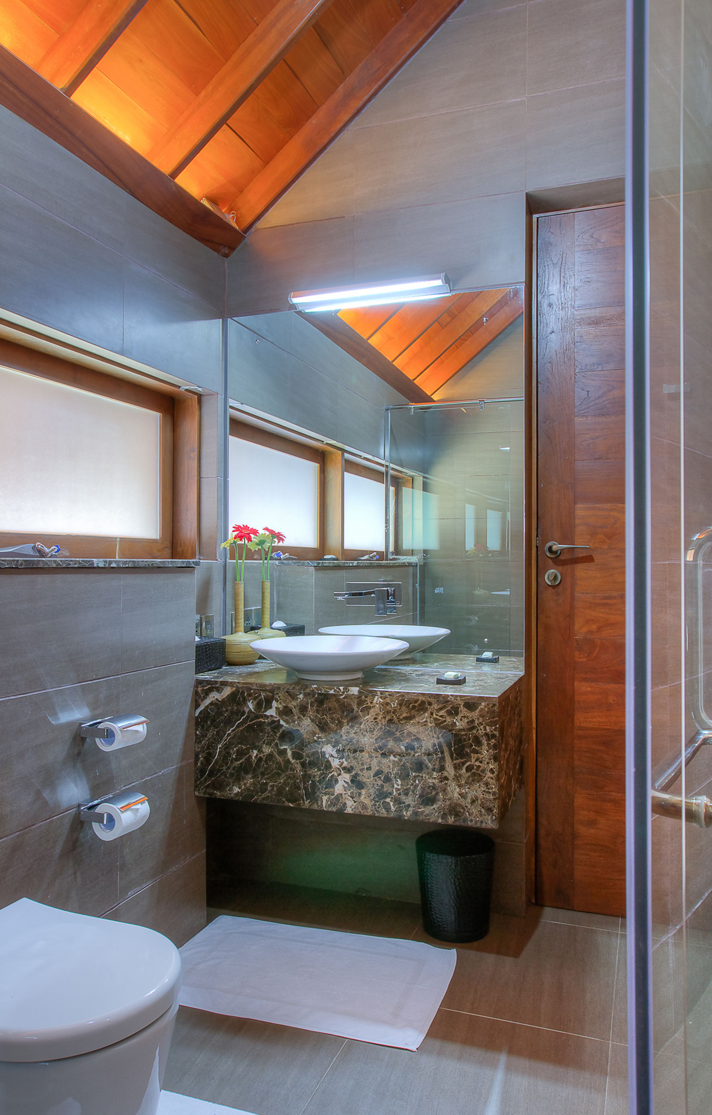 shower, free toiletries, hair dryer, bathrobes