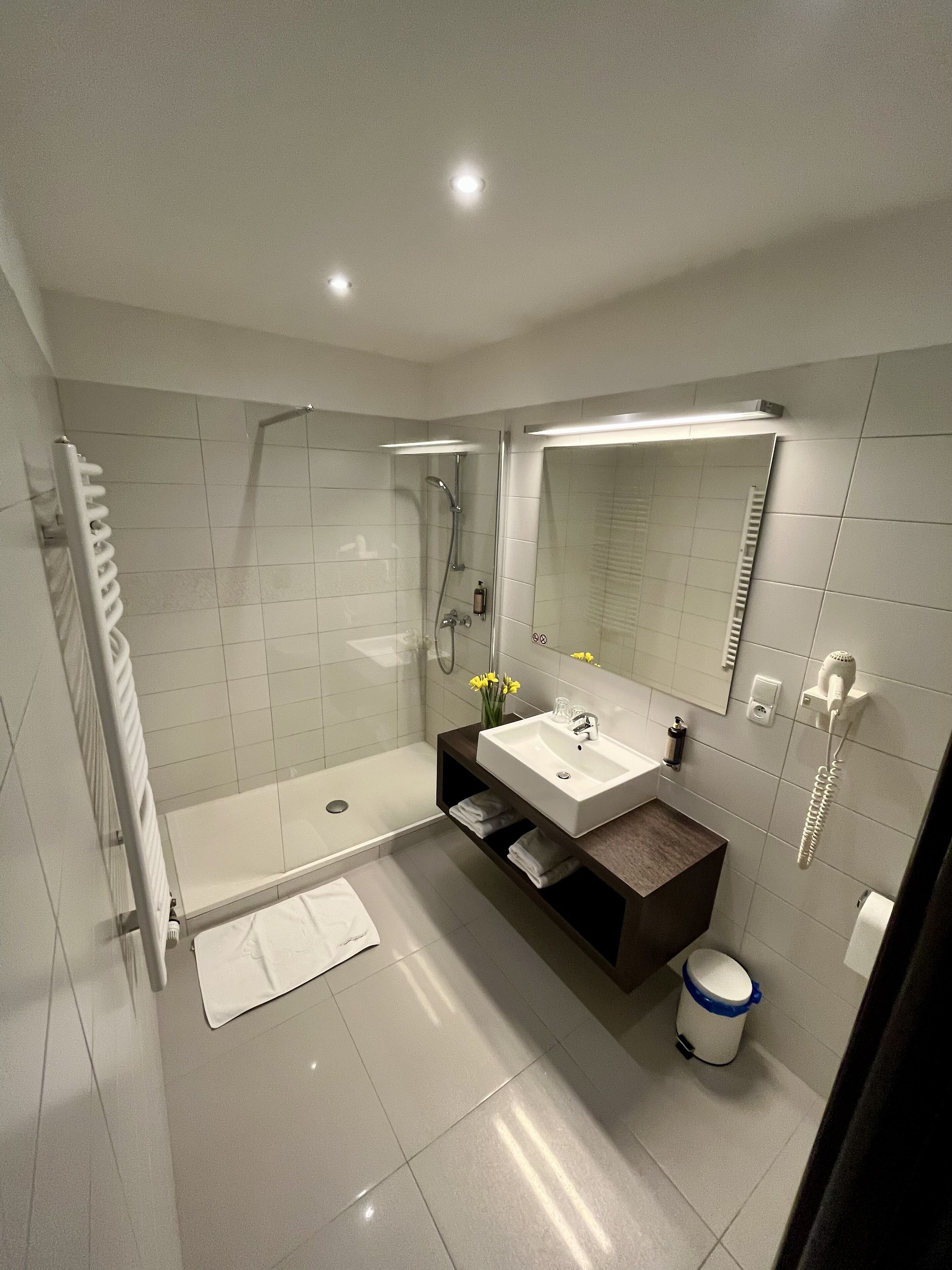 suite | bathroom | shower, bathrobes, slippers, towels