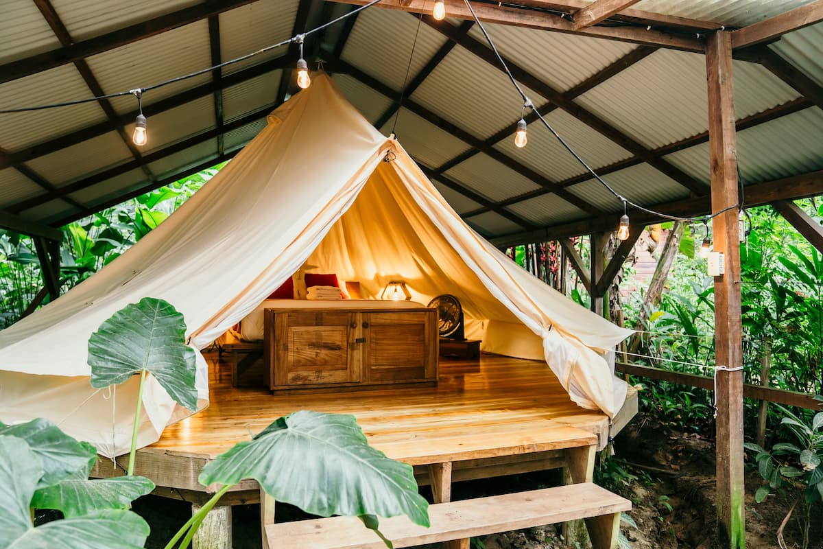 Rainforest Tent- Queen | 1 bedroom, individually decorated, individually furnished, bed sheets