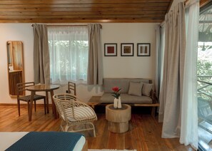 King Beachside Bungalow with AC | Sala de estar