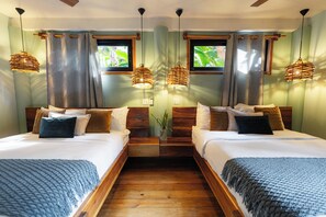 Double Queen Bungalow with AC | Individuell dekoriert, individuell eingerichtet, Bettwäsche
