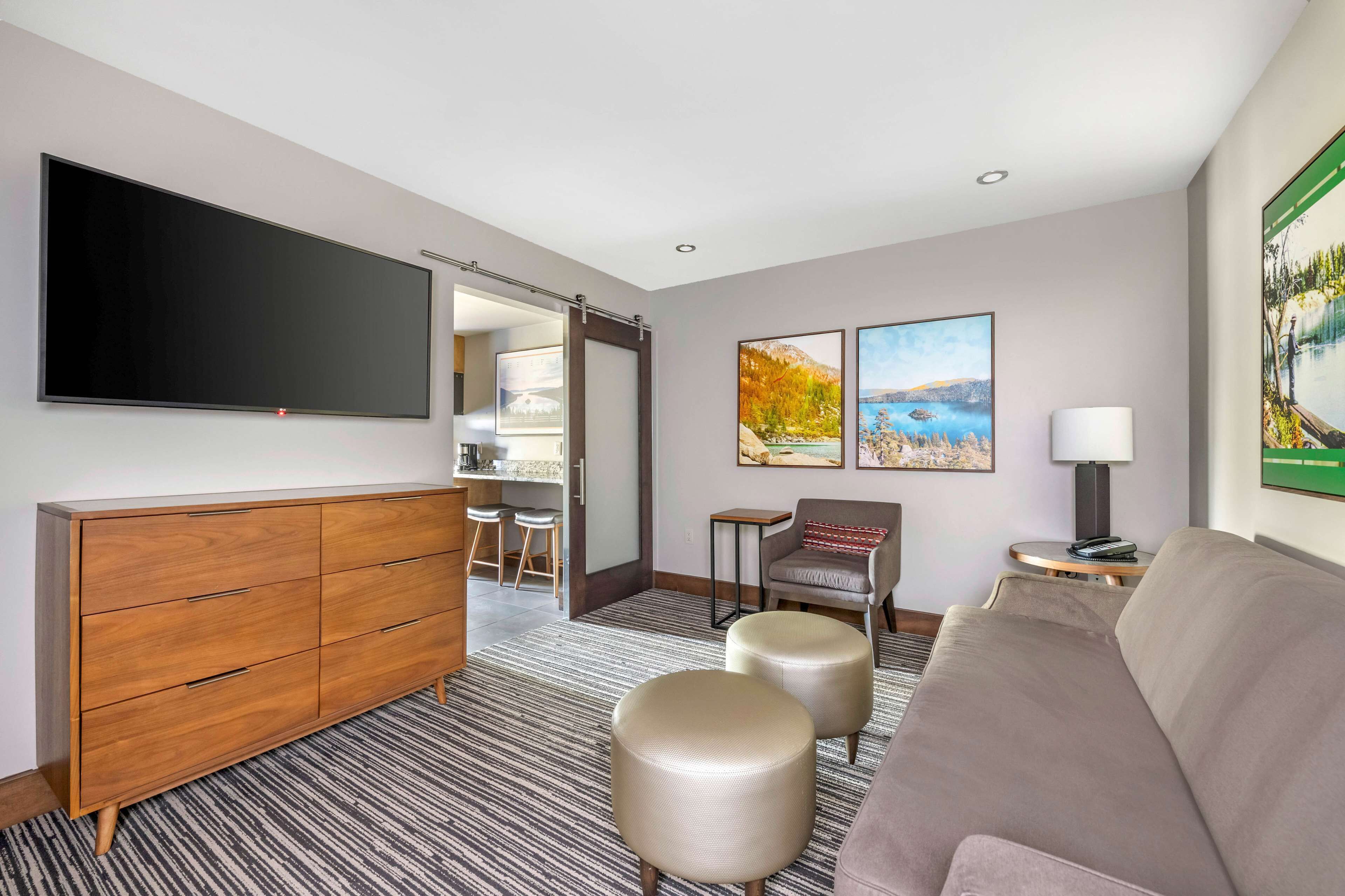 58-inch flat-screen tv with cable channels, tv, fireplace