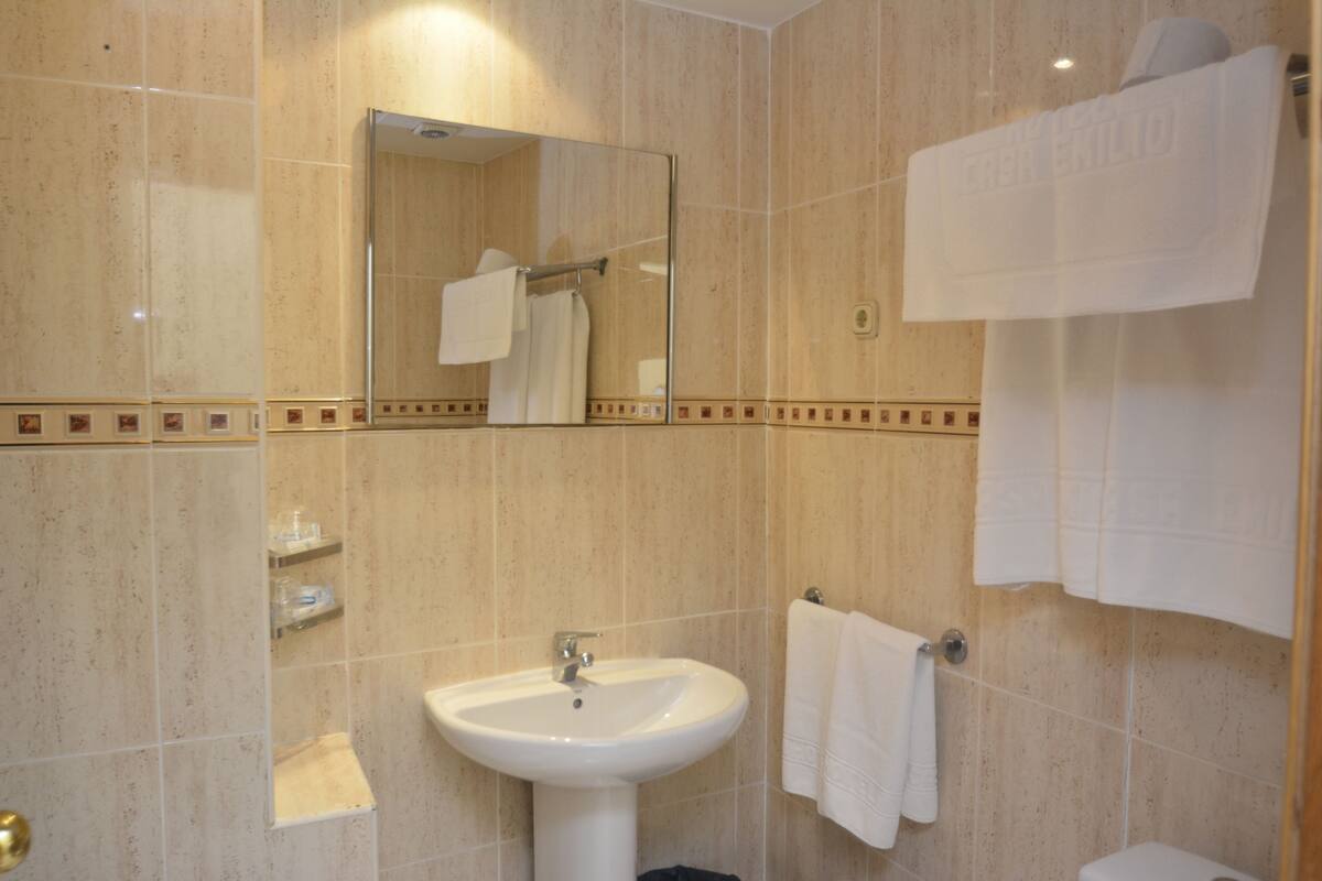 combined shower/bathtub, free toiletries, hair dryer, bidet