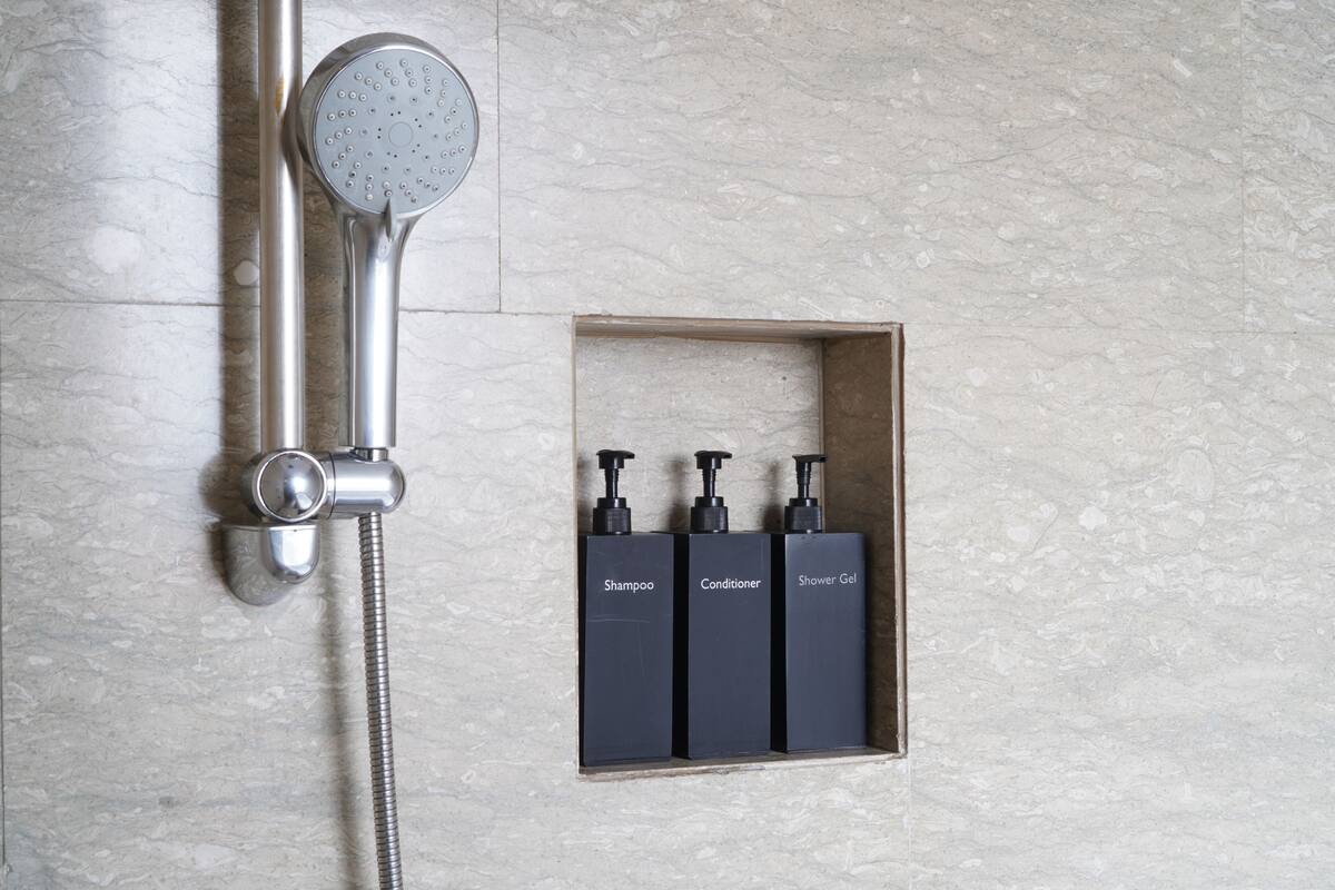 free toiletries, hair dryer, bathrobes, slippers